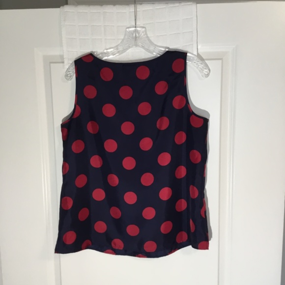 Talbots Sleeveless Red Polka Dot Top Navy/ Red Size 10P - Picture 2 of 4